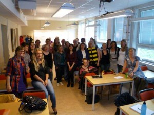 1st Year swedish students with Sara Stride(centre) and myself, Sue Mant (right)