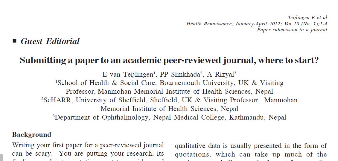 Bournemouth University Research Online [BURO] - Writing and publishing a reflective  paper: Three case studies.