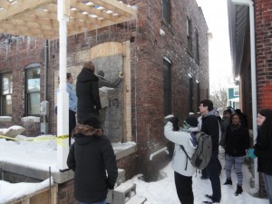 IUPUI students visiting a housing redevelopment scheme in a lower income neighbourhood, Indianapolis, February 2015.