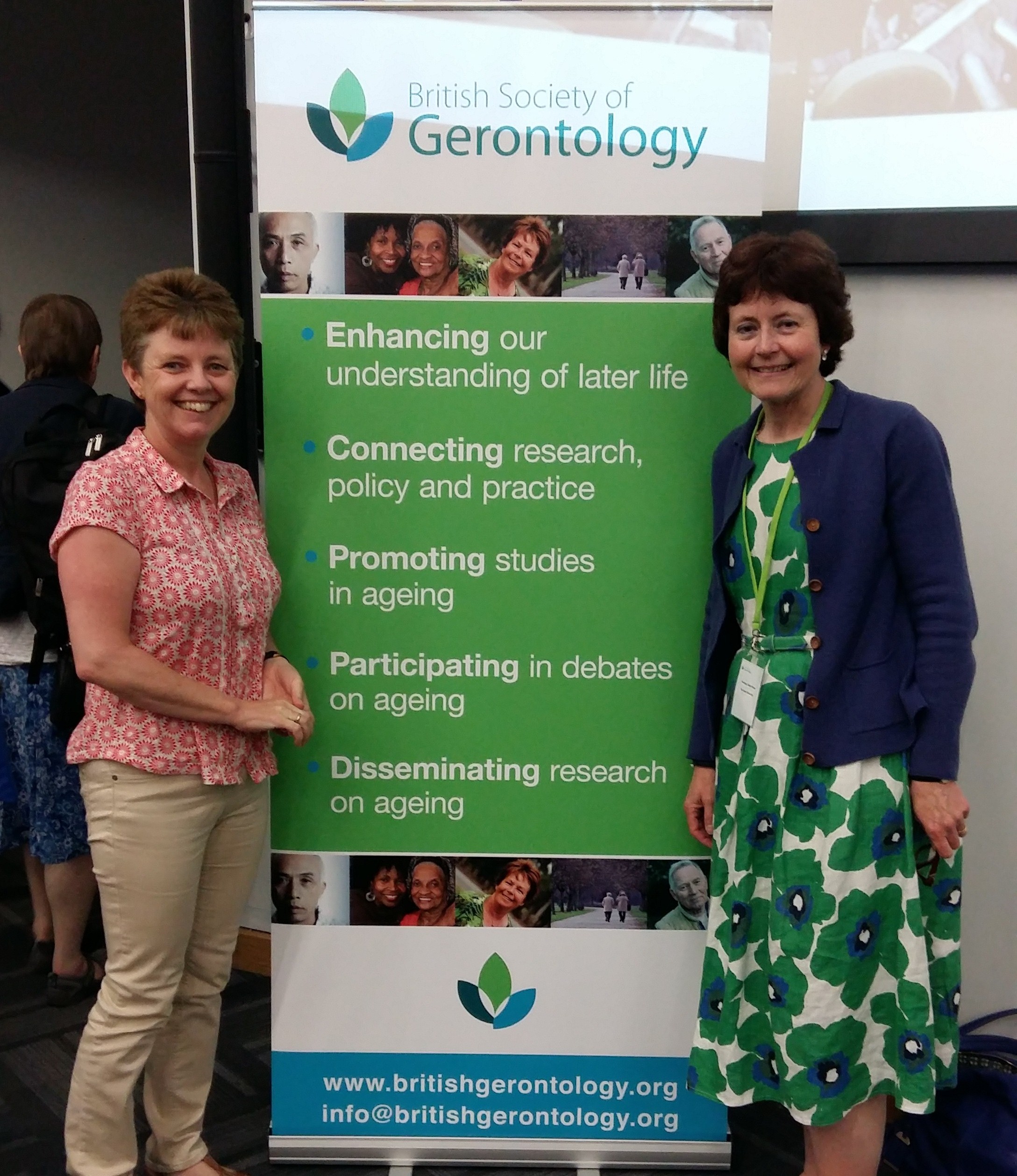 Michele Board with Sheila Peace, President of the BSG, Associate Dean (Research) Professor of Social Gerontology Faculty of Health & Social Care The Open University