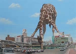 giraffe in the city