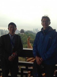 Dan Franklin with colleague Dr Zhou Yang at Yellow Crane Tower