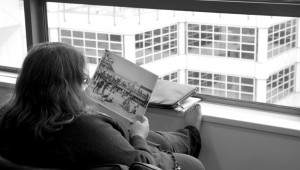 Participant in Creative Writing for Academics at Bournemouth University about to write a story based on one photograph