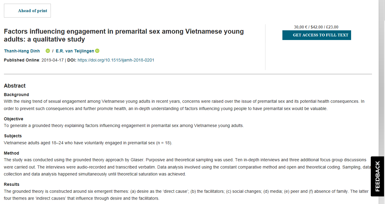 BU Research Blog New sexual health research paper on Vietnam