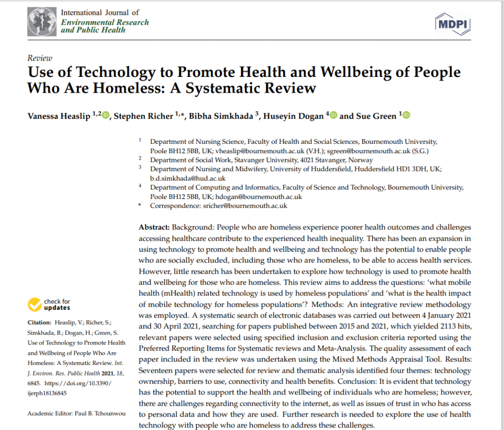 systematic literature review homelessness