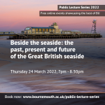A picture of Bournemouth pier at sunset with details of the event in text
