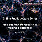 A black background with multicoloured strands and the text 'Online Public Lecture Series'